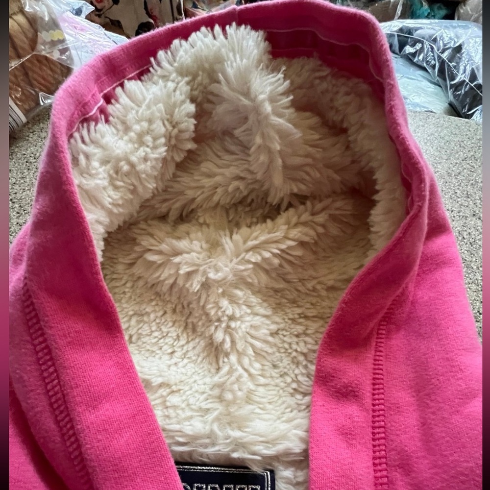 PINK by VS BLING FAUX FUR SHERPA LINED FULL ZIP HOODED JACKET SZ M PINK VINTAGE - Picture 13 of 14